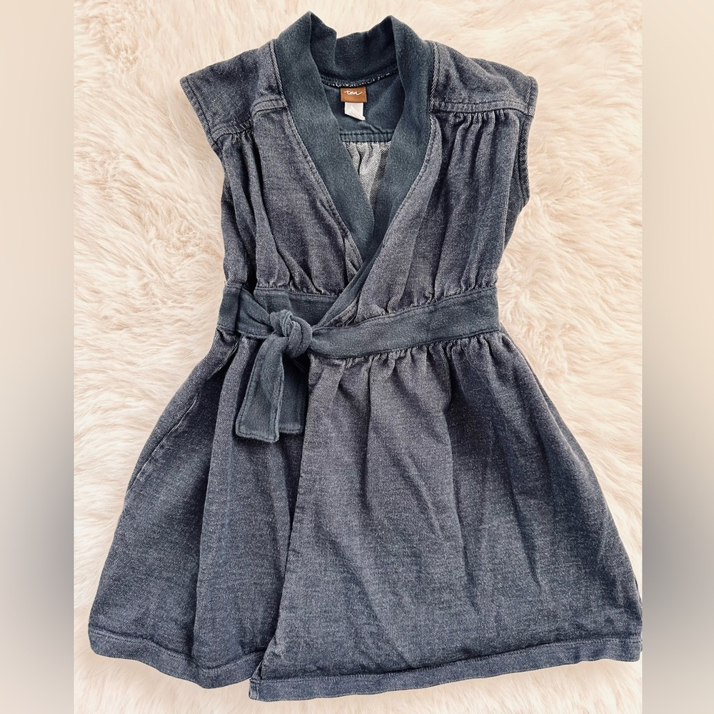 Tea Collection - Chambray Denim Color Tank Wrap Dress Girls Size 5